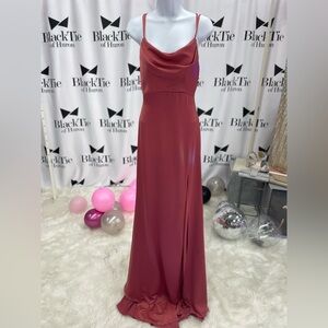 Red Sleeveless Cowl Neck Maxi Gown for Weddings